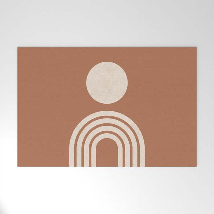 Mid century modern sun and rainbow on terracotta Welcome Mat Gallery Image 1