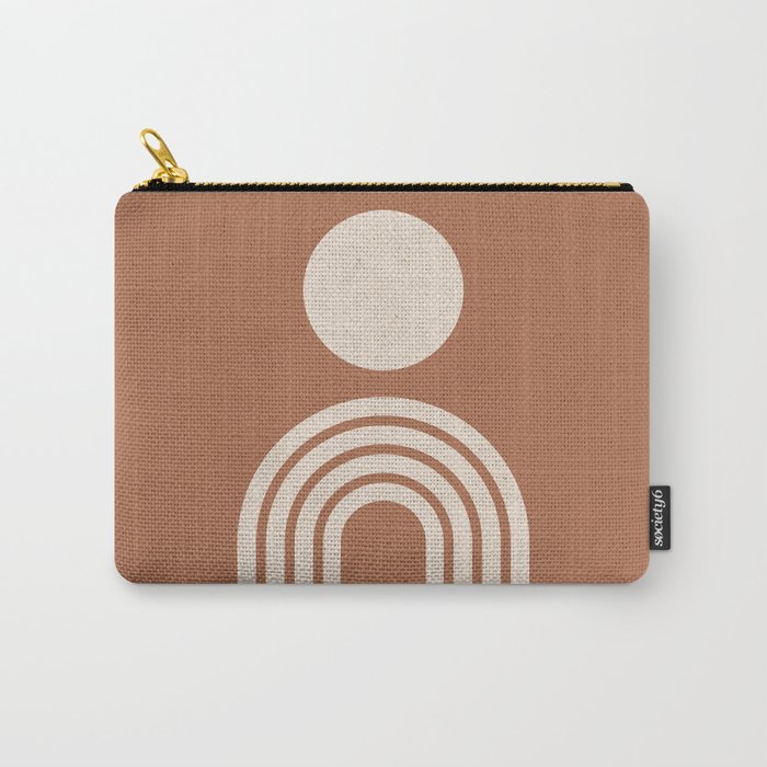 Mid century modern sun and rainbow on terracotta Carry All Pouch Gallery Image 1