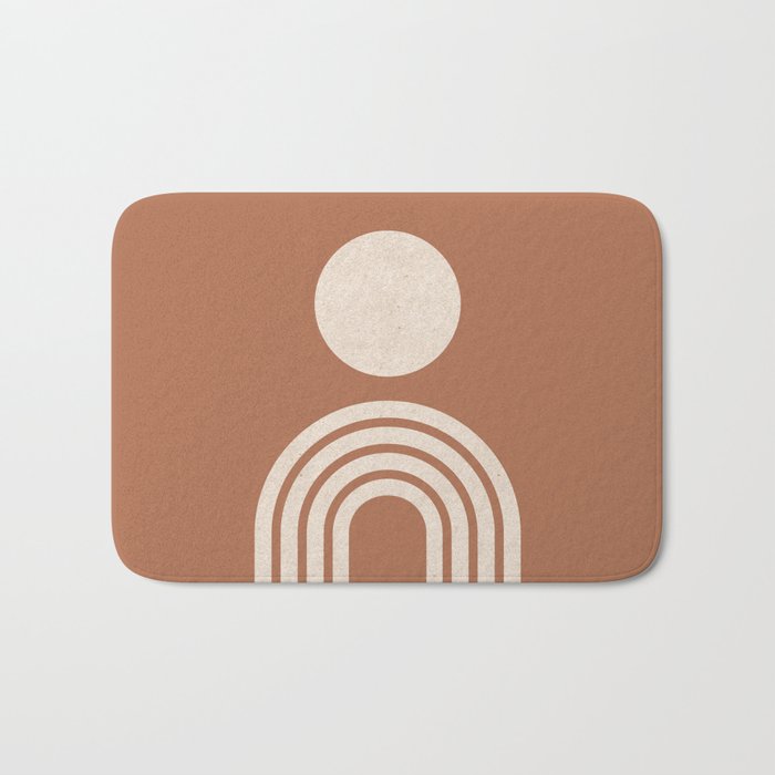 Mid century modern sun and rainbow on terracotta Bath Mat Gallery Image 1