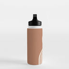 Mid century modern sun and rainbow on terracotta Water Bottle Gallery Image 3