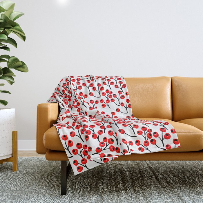 Christmas red fruit - pattern no 4 Throw Blanket Gallery Image 1