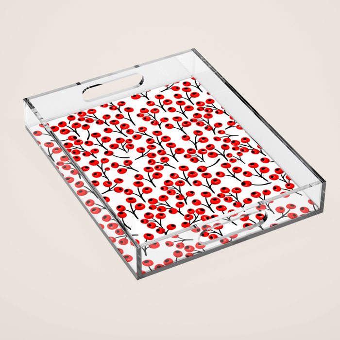 Christmas red fruit - pattern no 4 Acrylic Tray Gallery Image 1