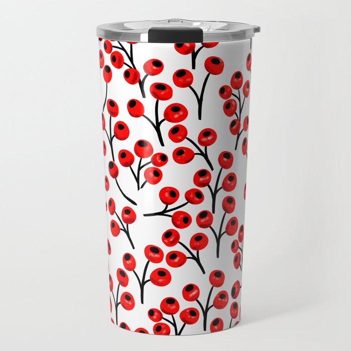 Christmas red fruit - pattern no 4 Travel Mug Gallery Image 1