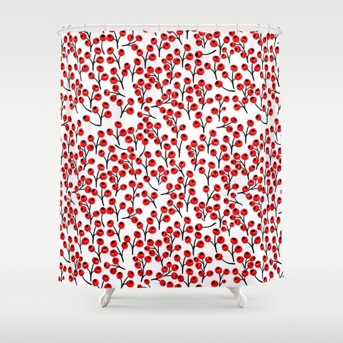 Christmas red fruit - pattern no 4 Shower Curtain Gallery Image 1