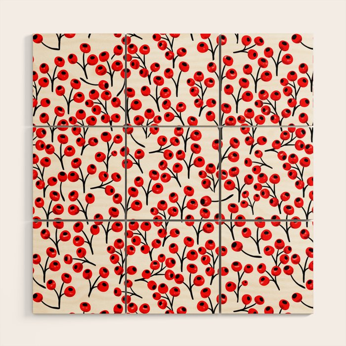 Christmas red fruit - pattern no 4 Wood Wall Art Gallery Image 1
