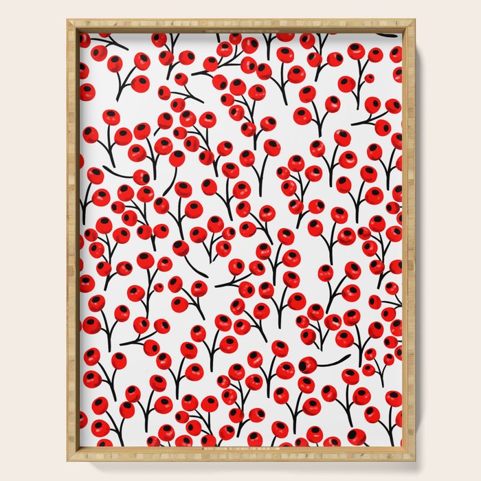 Christmas red fruit - pattern no 4 Serving Tray Gallery Image 1