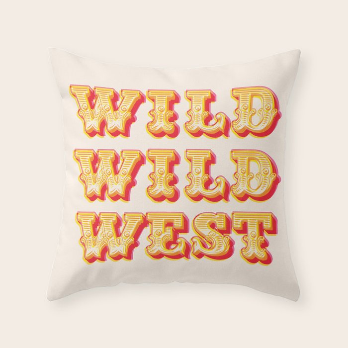 Wild Wild West Typography. Western Cowboy Art Throw Pillow Gallery Image 6