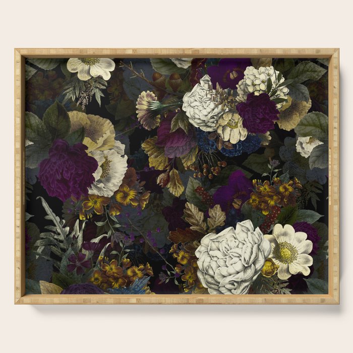 Dutch Vintage Midnight Flower Garden  Serving Tray Gallery Image 1