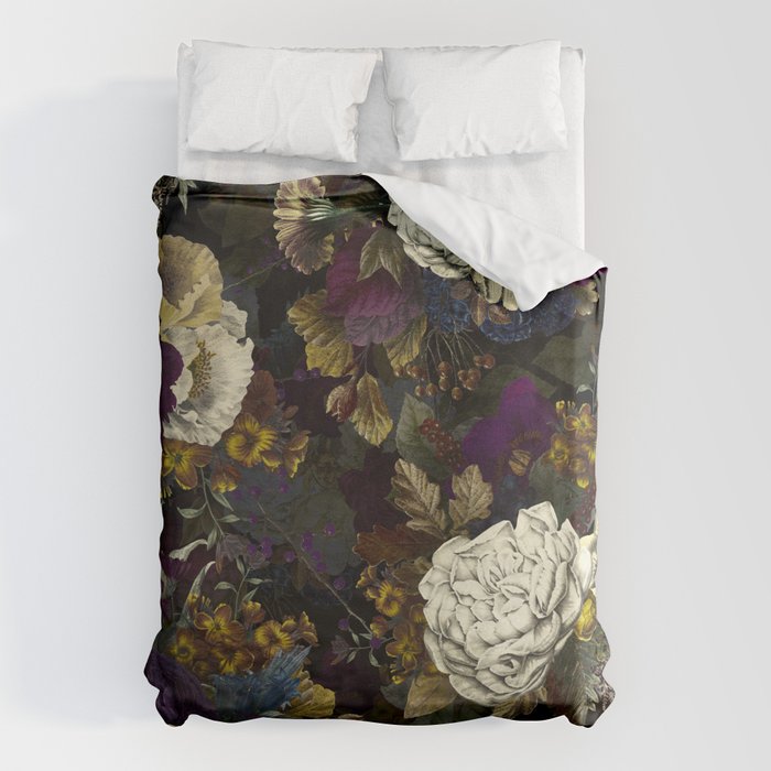 Dutch Vintage Midnight Flower Garden  Duvet Cover Gallery Image 1