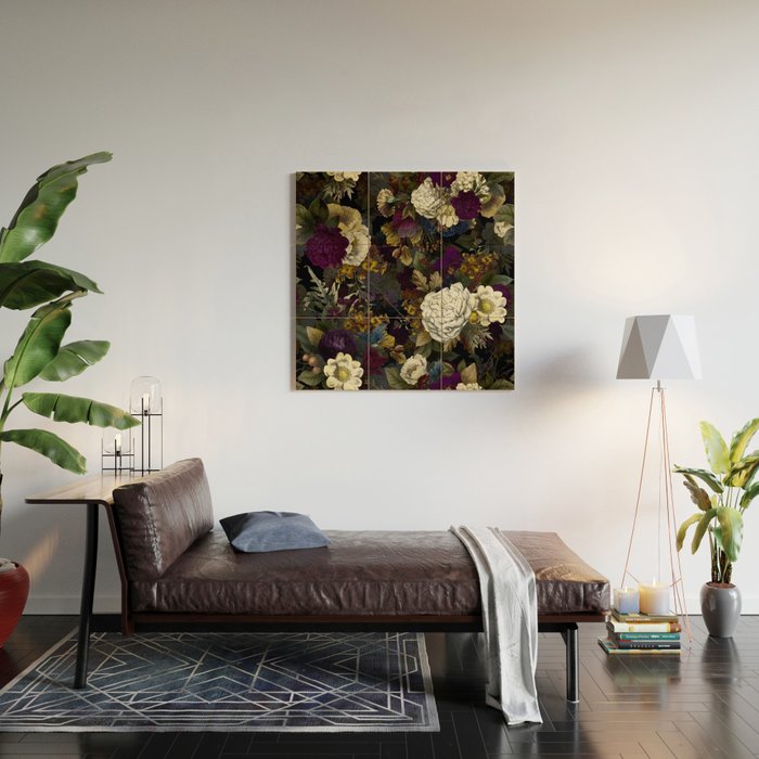 Dutch Vintage Midnight Flower Garden  Wood Wall Art Gallery Image 2