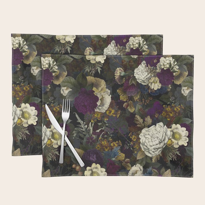 Dutch Vintage Midnight Flower Garden  Placemat Gallery Image 1