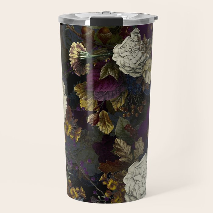 Dutch Vintage Midnight Flower Garden  Travel Mug Gallery Image 1