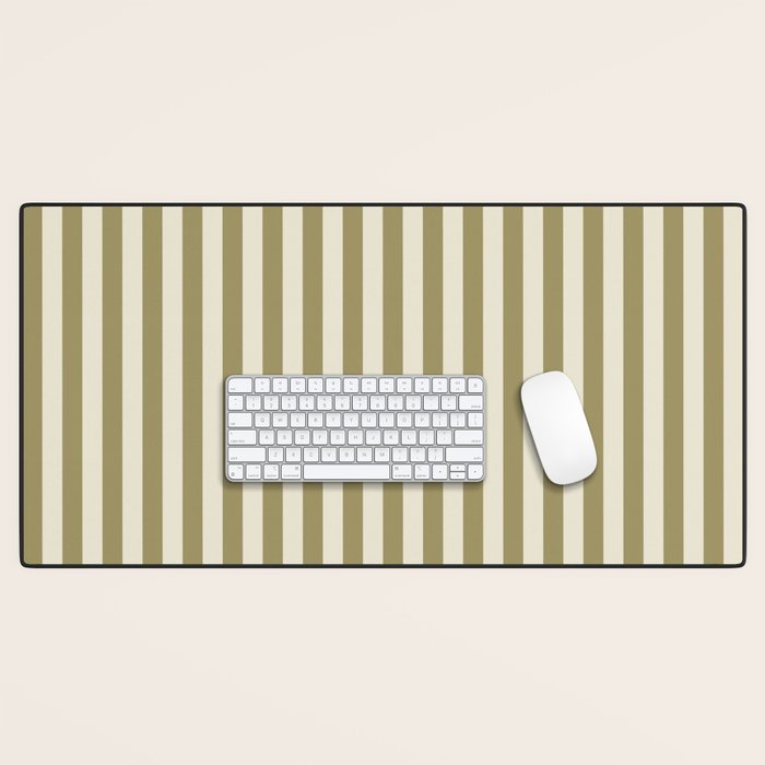 Olive Green Stripes Desk Mat Gallery Image 1