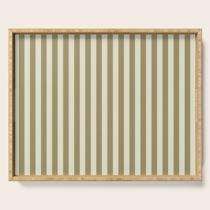 Olive Green Stripes Serving Tray Gallery Image 1