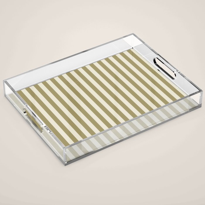Olive Green Stripes Acrylic Tray Gallery Image 1