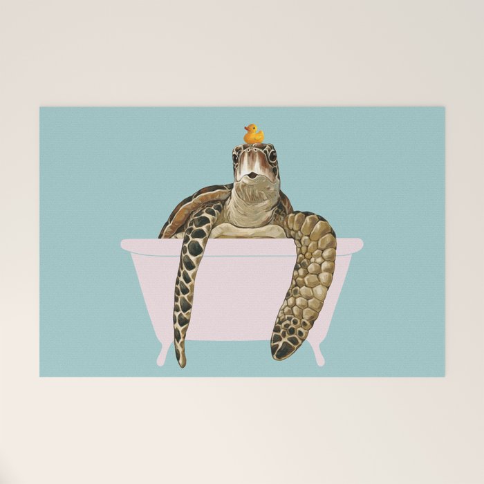 Sea Turtle in Bathtub Welcome Mat Gallery Image 1