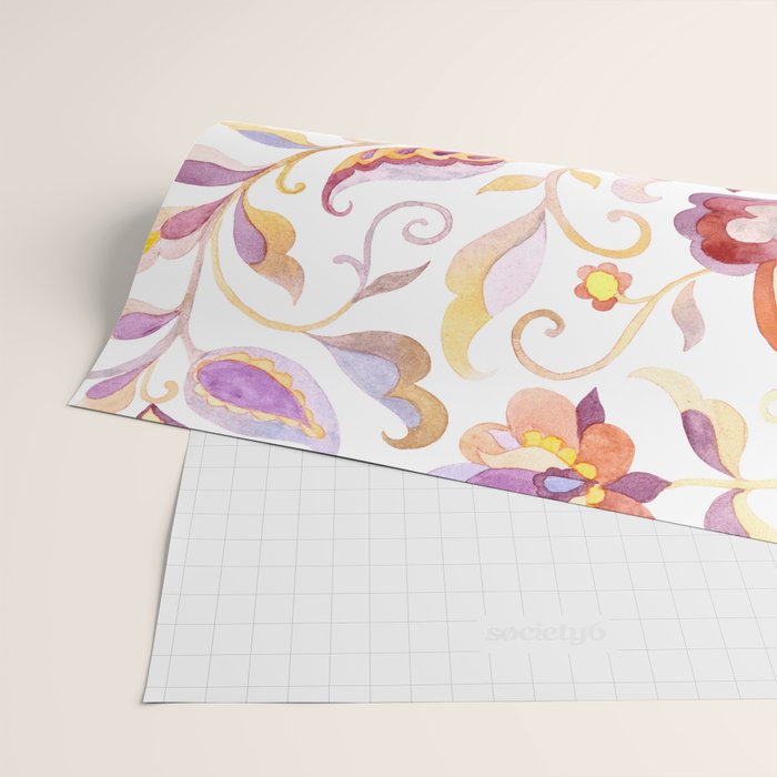 Exotic Oriental Chintz Peach Pink Floral Pattern Wrapping Paper Gallery Image 2