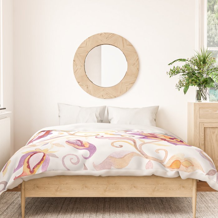 Exotic Oriental Chintz Peach Pink Floral Pattern Duvet Cover Gallery Image 3