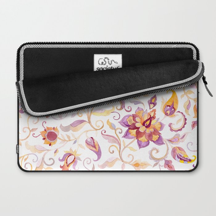 Exotic Oriental Chintz Peach Pink Floral Pattern Laptop Sleeve Gallery Image 2