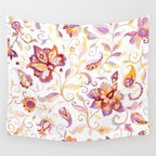 Exotic Oriental Chintz Peach Pink Floral Pattern Wall Tapestry Gallery Image 4