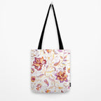 Exotic Oriental Chintz Peach Pink Floral Pattern Tote Bag Gallery Image 2
