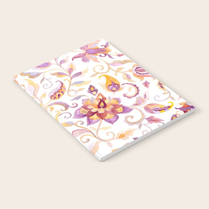 Exotic Oriental Chintz Peach Pink Floral Pattern Notebook Gallery Image 2