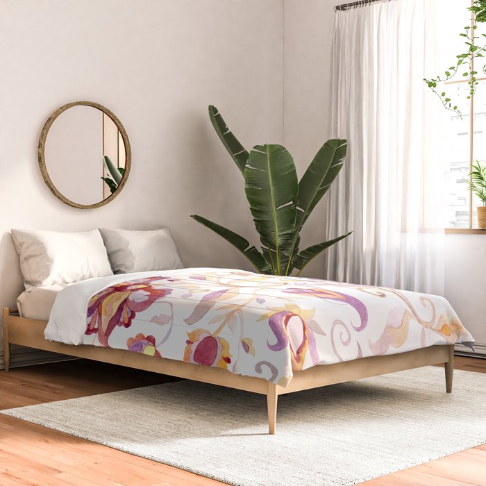 Exotic Oriental Chintz Peach Pink Floral Pattern Comforter Gallery Image 2