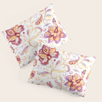 Exotic Oriental Chintz Peach Pink Floral Pattern Pillow Sham Gallery Image 3