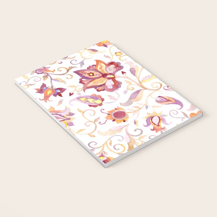 Exotic Oriental Chintz Peach Pink Floral Pattern Notebook Gallery Image 3