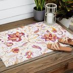 Exotic Oriental Chintz Peach Pink Floral Pattern Outdoor Rug Gallery Image 2