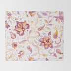 Exotic Oriental Chintz Peach Pink Floral Pattern Throw Blanket Gallery Image 2