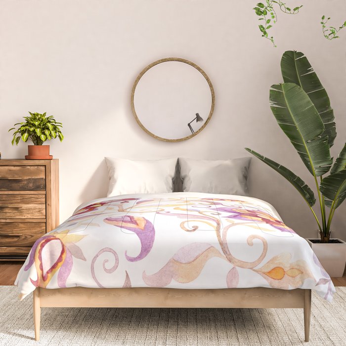 Exotic Oriental Chintz Peach Pink Floral Pattern Comforter Gallery Image 3