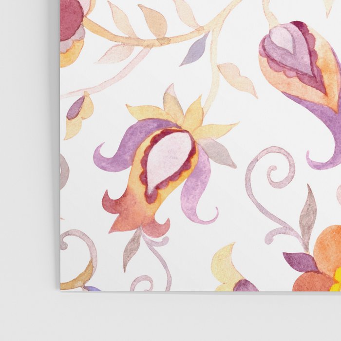 Exotic Oriental Chintz Peach Pink Floral Pattern Poster Gallery Image 3