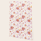 Exotic Oriental Chintz Peach Pink Floral Pattern Wallpaper Gallery Image 2