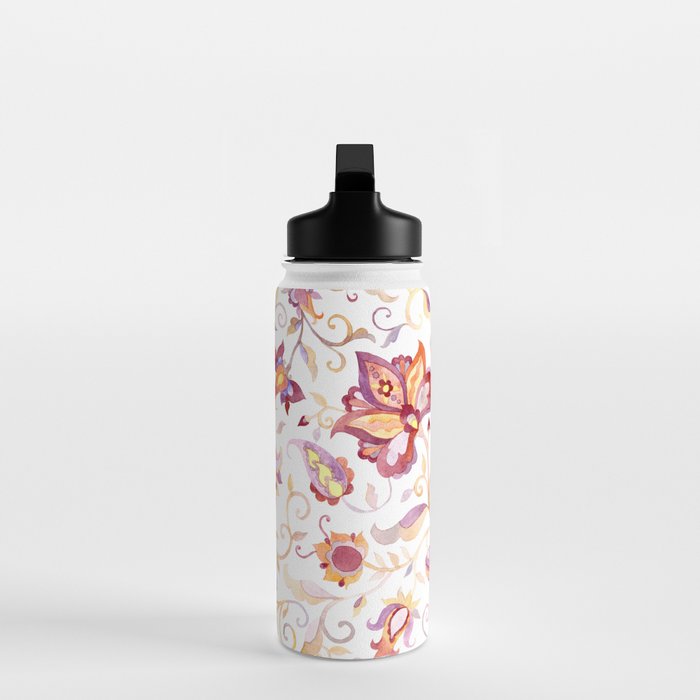 Exotic Oriental Chintz Peach Pink Floral Pattern Water Bottle Gallery Image 3