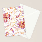 Exotic Oriental Chintz Peach Pink Floral Pattern Stationery Card Gallery Image 2