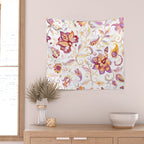 Exotic Oriental Chintz Peach Pink Floral Pattern Wall Tapestry Gallery Image 2