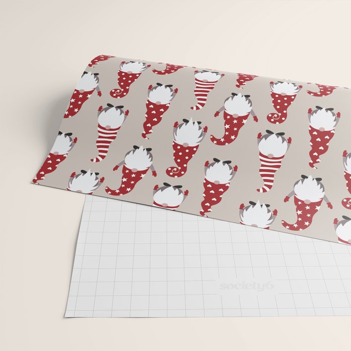 Christmas Gnomes Polka Pattern Wrapping Paper Gallery Image 2