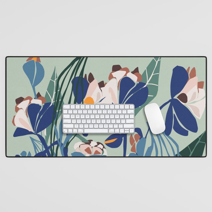 Beauty outside - mint floral Desk Mat Gallery Image 1