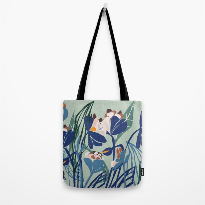 Beauty outside - mint floral Tote Bag Gallery Image 2