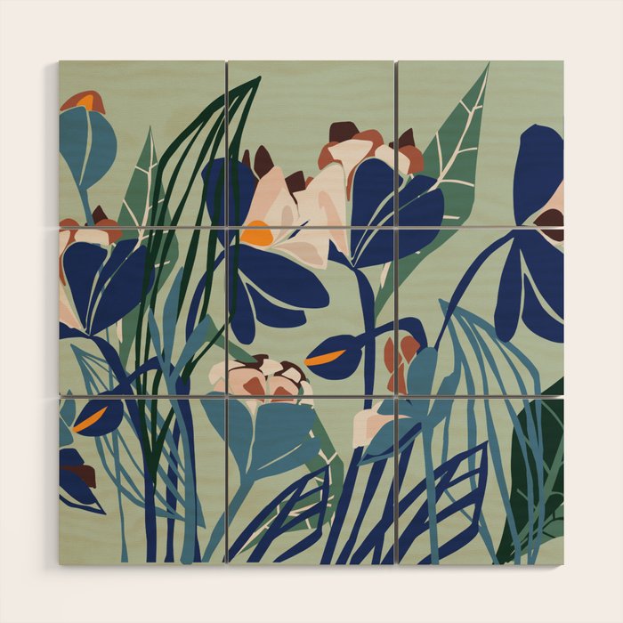 Beauty outside - mint floral Wood Wall Art Gallery Image 1
