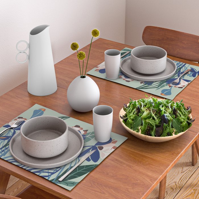 Beauty outside - mint floral Placemat Gallery Image 2
