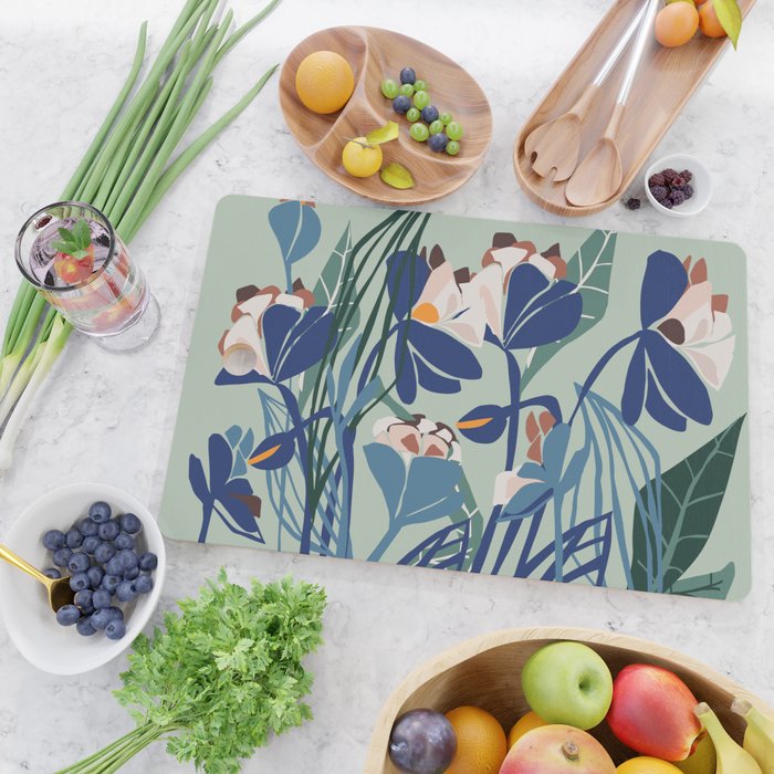 Beauty outside - mint floral Cutting Board Gallery Image 2