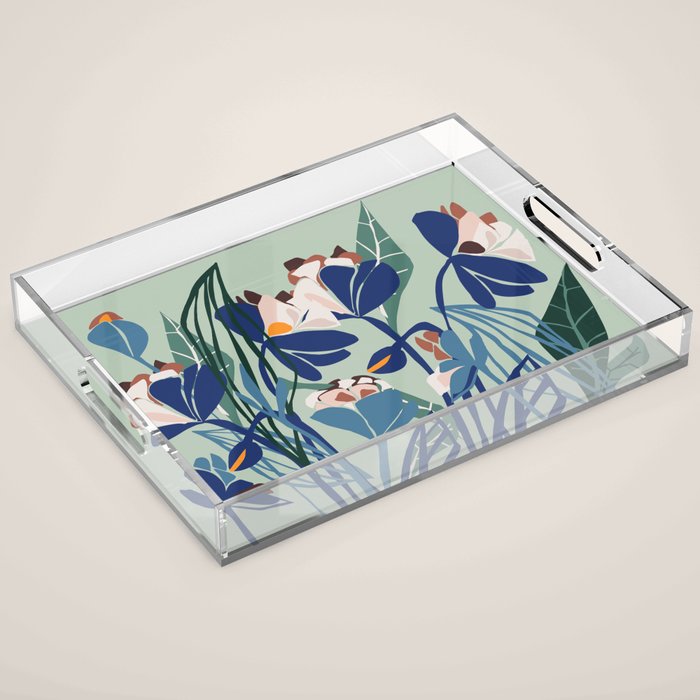 Beauty outside - mint floral Acrylic Tray Gallery Image 1
