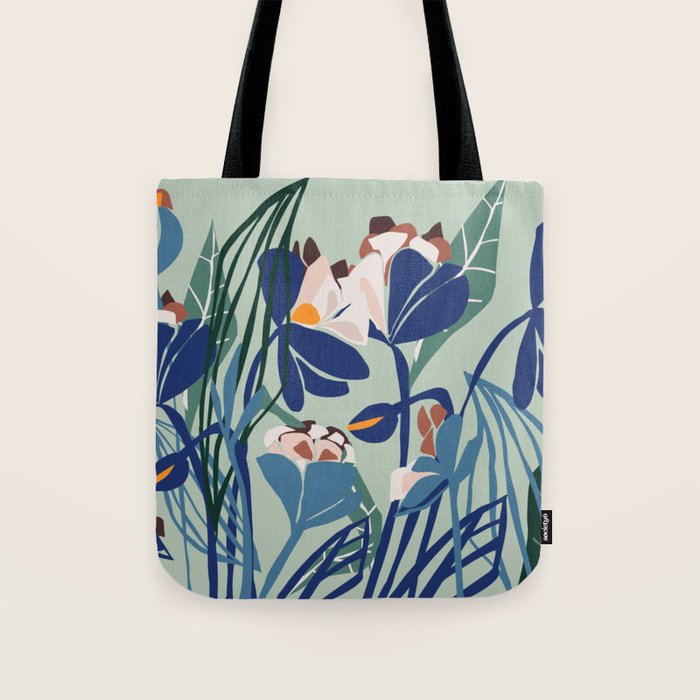 Beauty outside - mint floral Tote Bag Gallery Image 1
