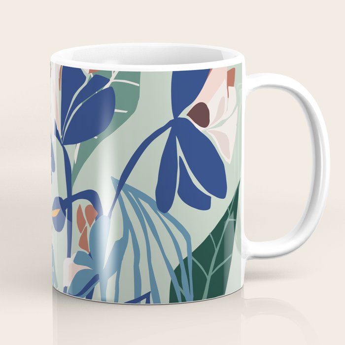 Beauty outside - mint floral Coffee Mug Gallery Image 1