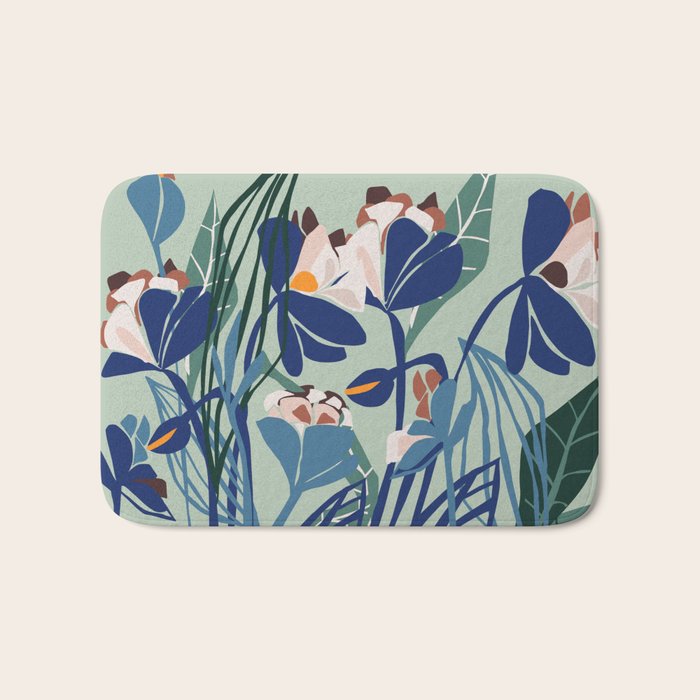 Beauty outside - mint floral Bath Mat Gallery Image 1