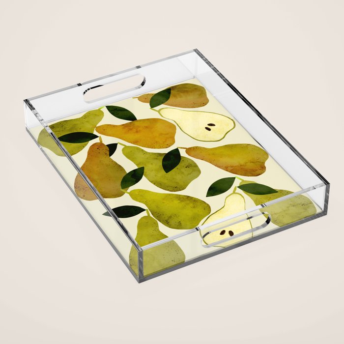 mediterranean pears watercolor Acrylic Tray Gallery Image 1