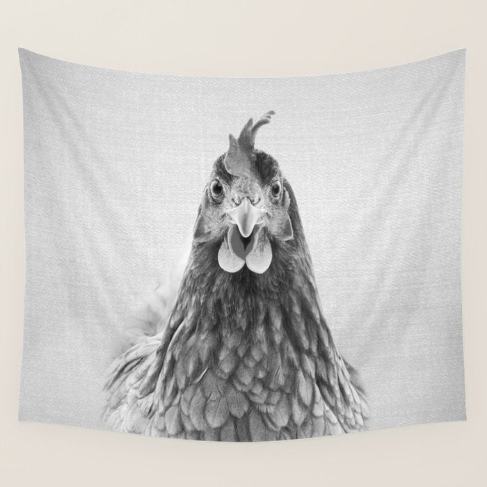 Chicken - Black & White Wall Tapestry Gallery Image 4