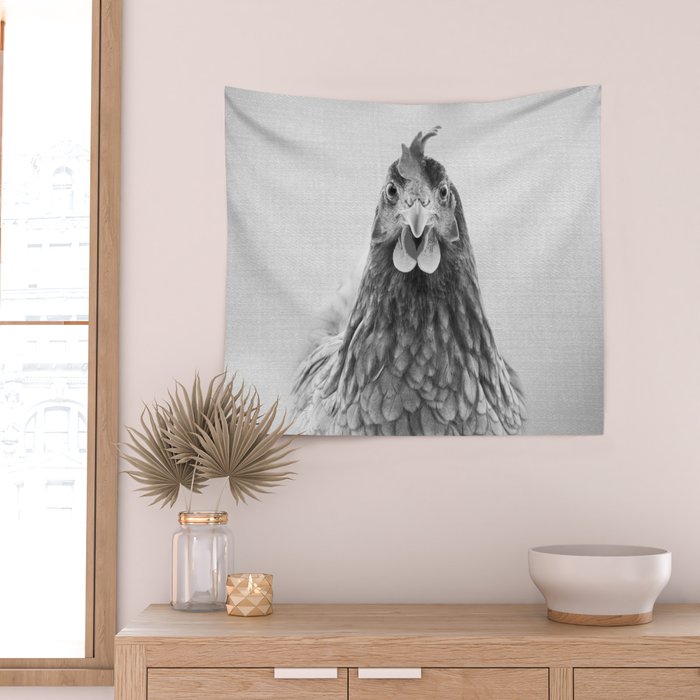 Chicken - Black & White Wall Tapestry Gallery Image 2